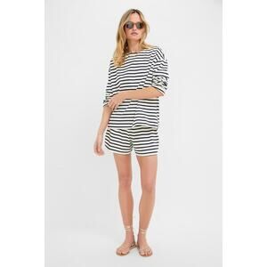 TUCKERNUCK Navy and Ivory Stripe Knit Odie Tee Size L NWT Retail $98 Tuckernuck